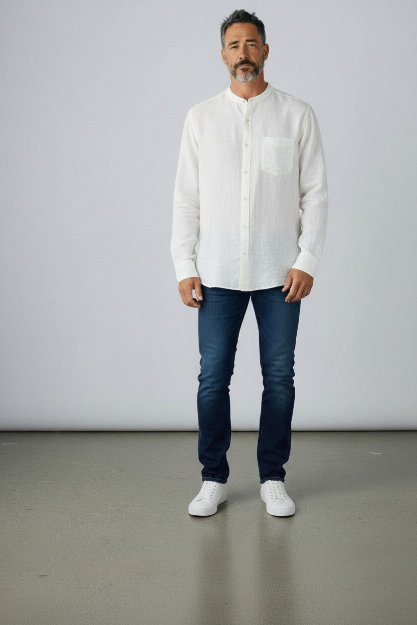 Men's Linen Blend Long Sleeve Casual Shirt