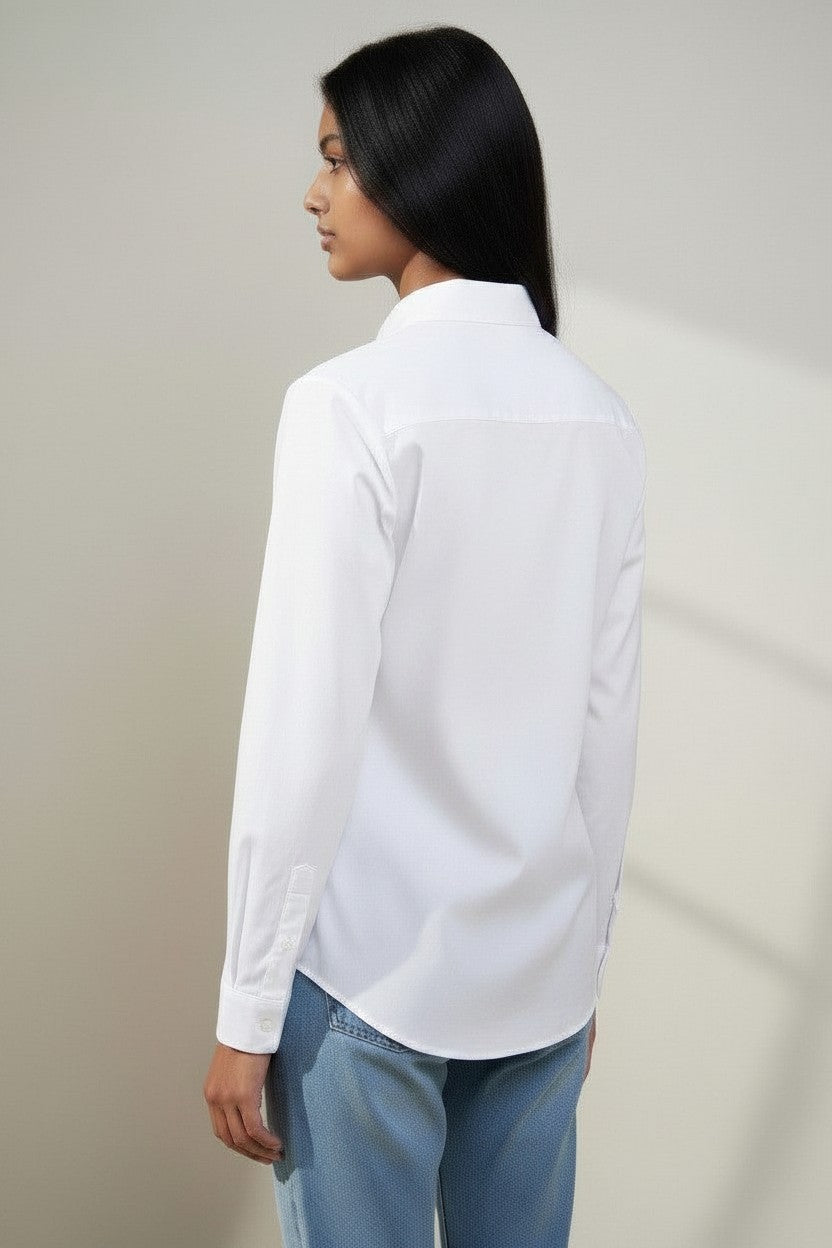 Girls White Long Sleeve School Uniform Shirt