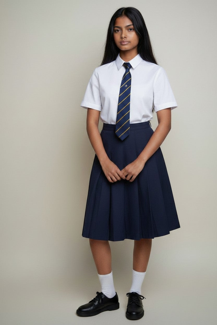 Girls White Short Sleeve School Uniform Shirt
