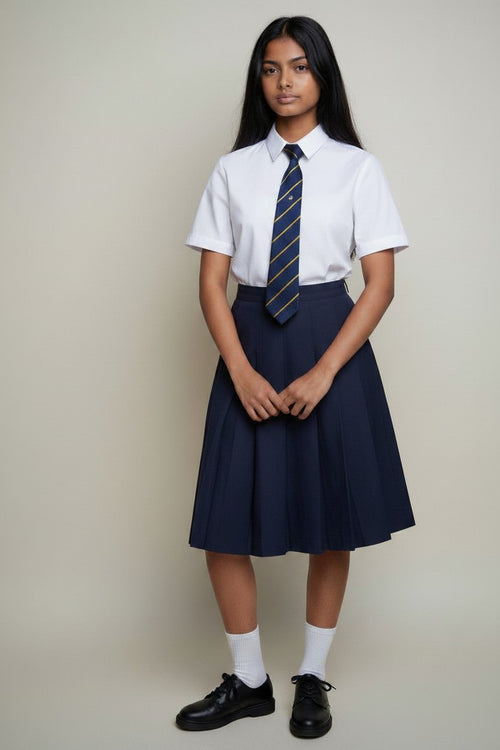 Girls White Short Sleeve School Uniform Shirt