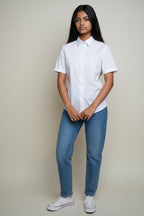 Girls White Short Sleeve School Uniform Shirt