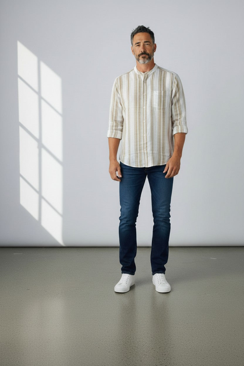 Men's Linen Blend Long Sleeve Casual Shirt