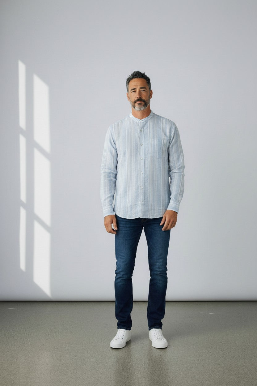 Men's Linen Blend Long Sleeve Casual Shirt