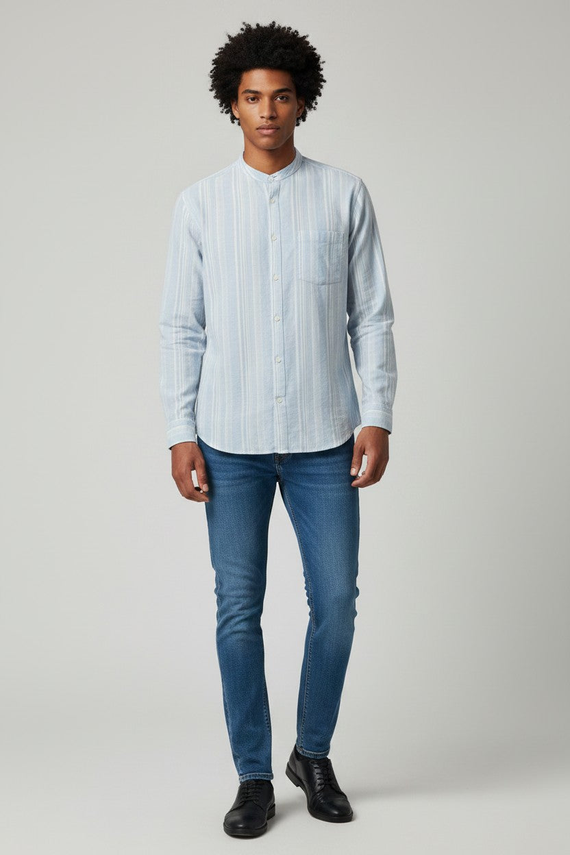 Men's Linen Blend Long Sleeve Casual Shirt