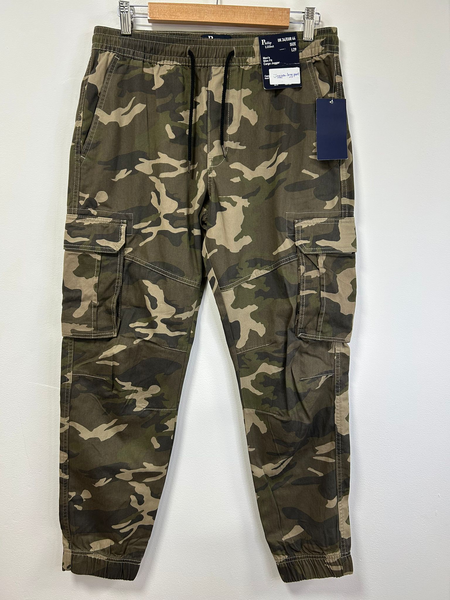 Men's Stretch Cargo Trousers Slim Fit 7 Pocket Utility Jogger