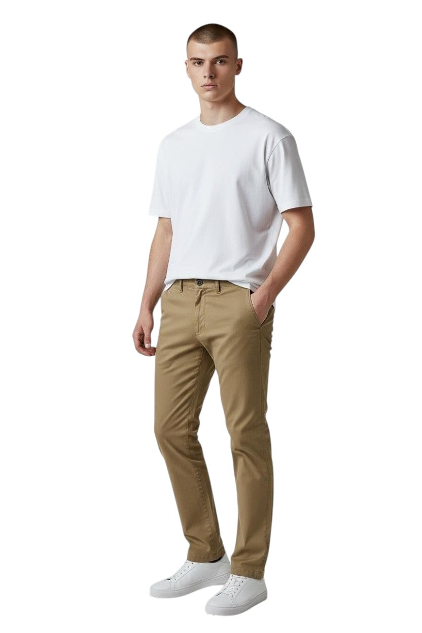 Men's Cotton Stretch Slim Fit Chino Trousers