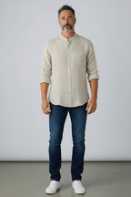 Men's Linen Blend Long Sleeve Casual Shirt