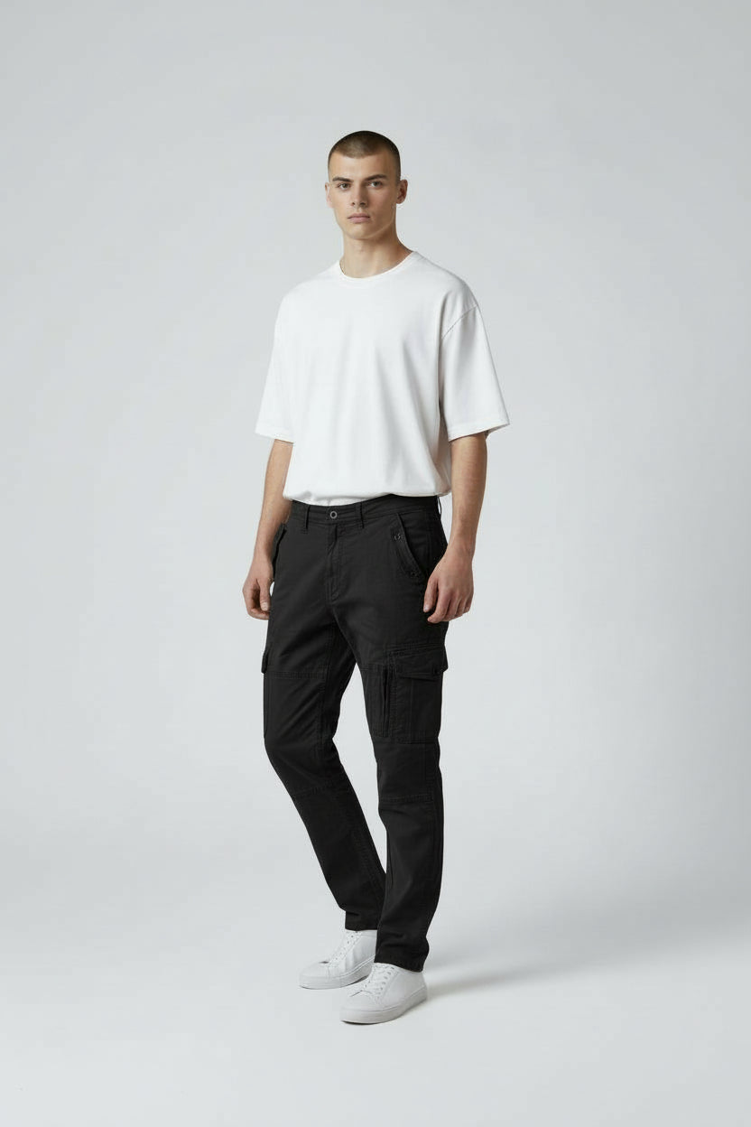 Men's Slim Fit Stretch Cargo Chino Trousers