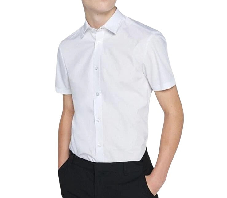 Boys White Short Sleeve School Uniform Shirt