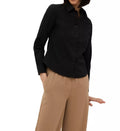Women's Black Long Sleeve Stretch Formal Blouse Shirt