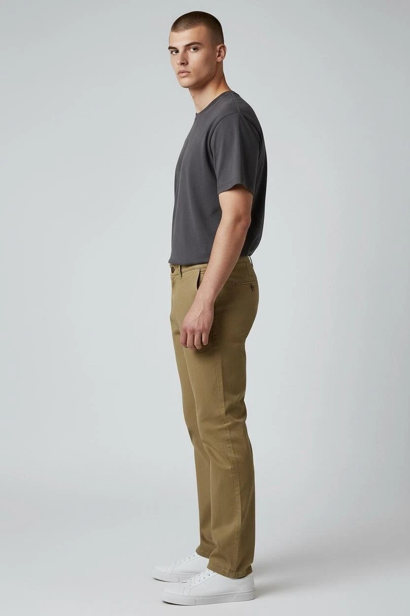 Men's Cotton Stretch Slim Fit Chino Trousers