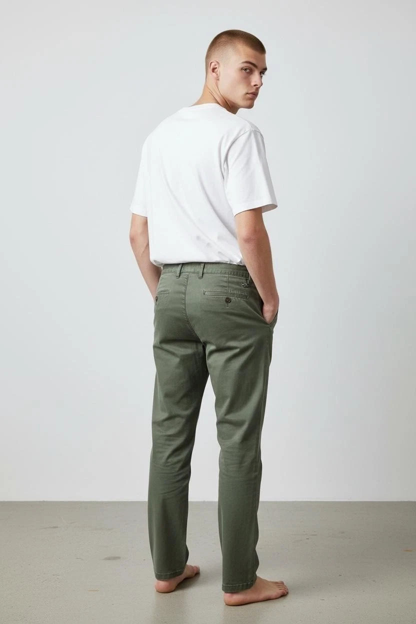 Men's Cotton Stretch Slim Fit Chino Trousers