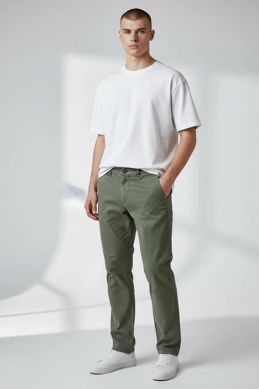 Men's Cotton Stretch Slim Fit Chino Trousers