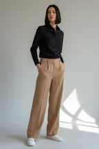 Women's Black Long Sleeve Stretch Formal Blouse Shirt