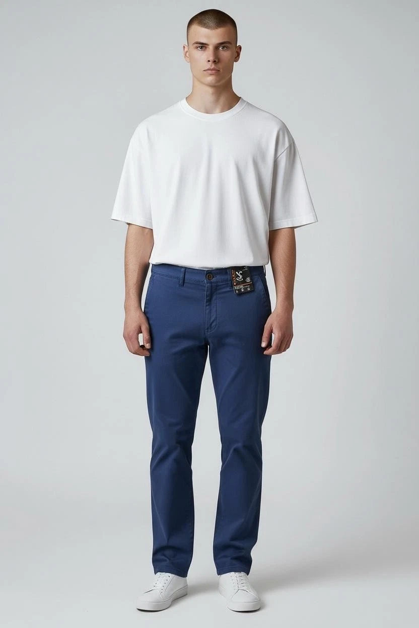 Men's Cotton Stretch Slim Fit Chino Beige Trousers