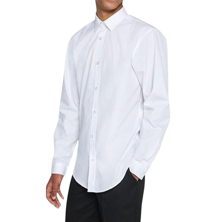 Boys White Long Sleeve School Uniform Shirt
