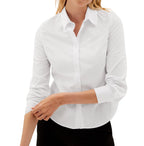 Women's White Long Sleeve Stretch Formal Blouse Shirt Pack of 12 pcs