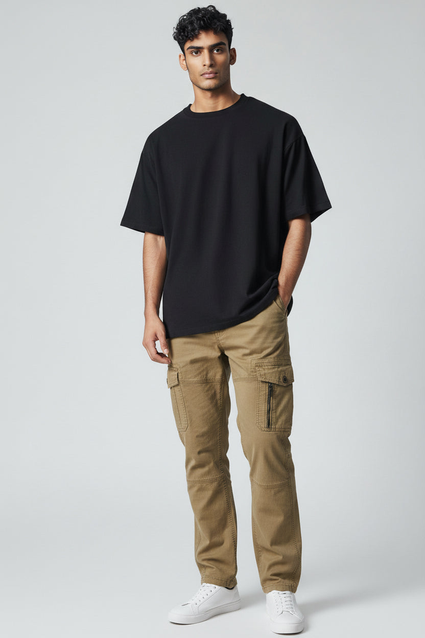 Men's Slim Fit Stretch Cargo Chino Trousers