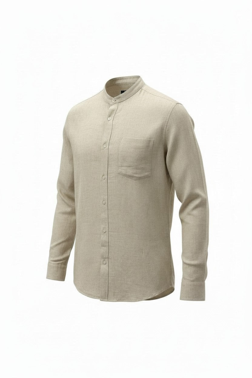 Men's Linen Blend Long Sleeve Casual Shirt